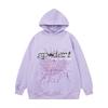 Mens Oversized Hooded Sweatshirt With Spiderweb Foam Print Cotton Fleece-Lined