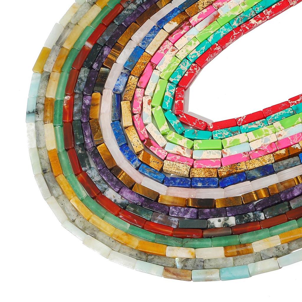 30 шт. Бусины из натурального камня, квадратные бусины-трубочки, агат, тигровый глаз, аметист, разделительные бусины для изготовления украшений, DIY браслет, ожерелье, серьги (40см)