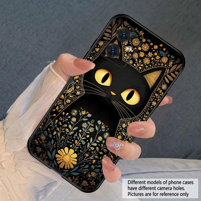 Flower Cat Black For Moto Edge 40 50 Neo 5G E 14 15 G04 G05 4G G24 G34 G35 G54 POWER G55 G75 G84 85 silicone soft phone case