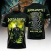 Rock Megadeth Band 3D Printed Men's and Women's T-shirt Fashion Short Sleeve Punk Hip Hop Street Harajuku Top