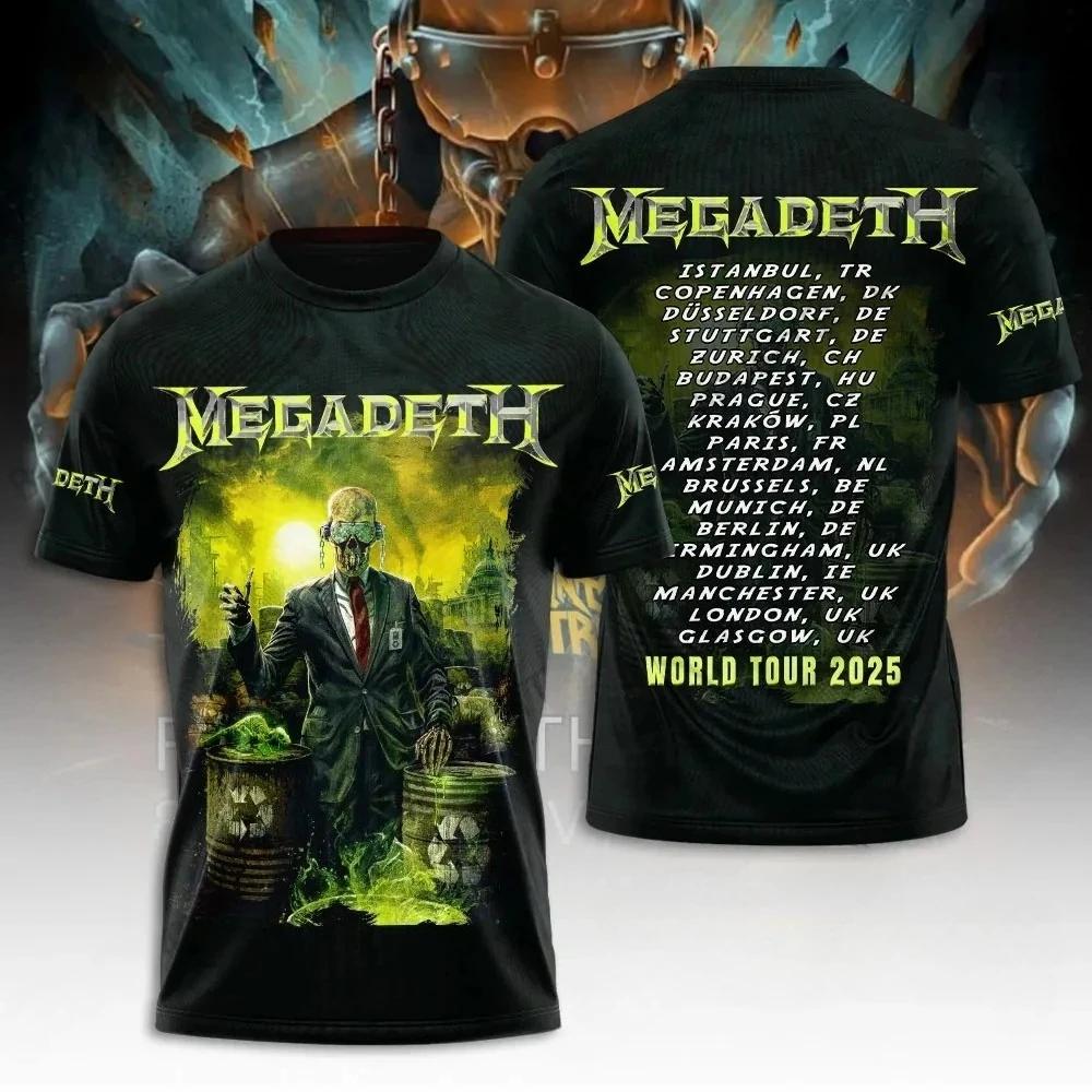 Rock Megadeth Band 3D Printed Men's and Women's T-shirt Fashion Short Sleeve Punk Hip Hop Street Harajuku Top