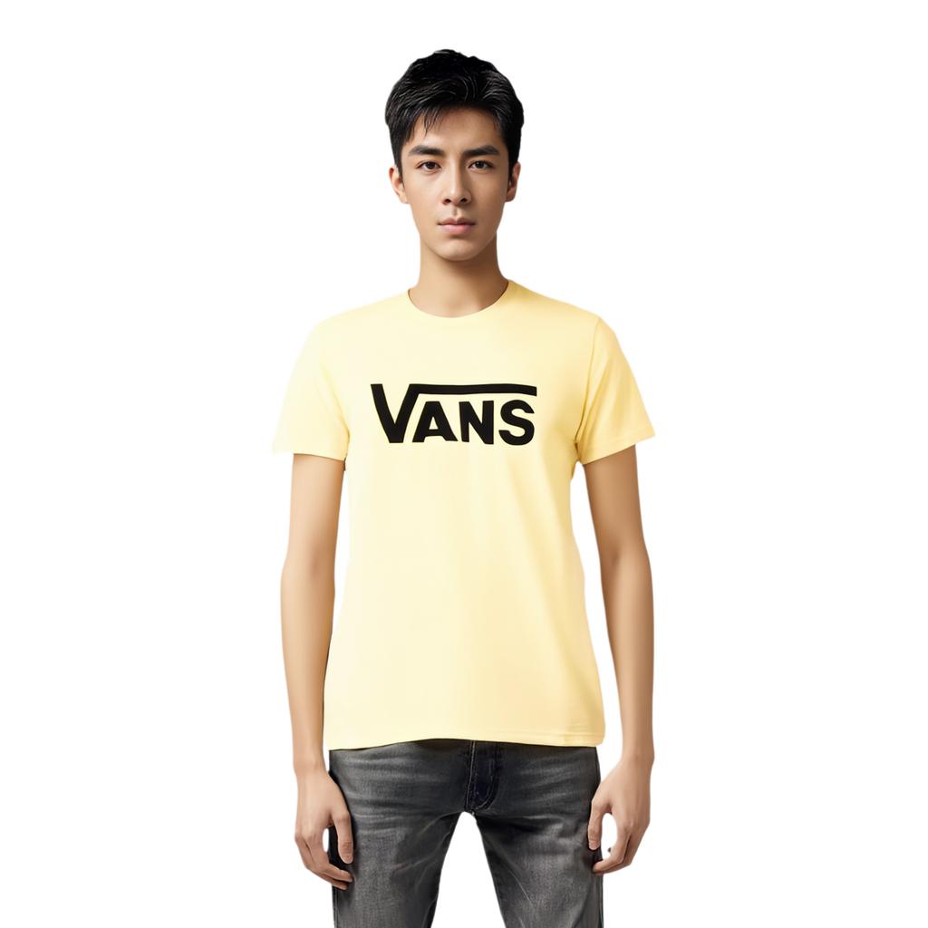 Vans Повседневная футболка унисекс с круглым вырезом и принтом логотипа, светло-желтая, VN0A4MM686V