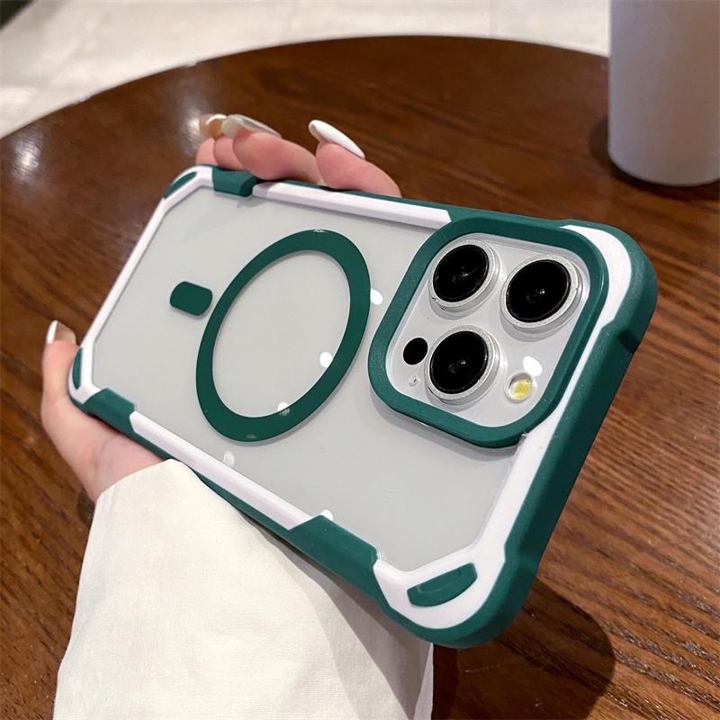 Luxury For Magsafe Wireless Charge Magnetic Case For iPhone 15 14Plus 13 12 11 Pro Max Heavy Armor Bumper Shockproof Clear Cover