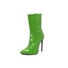 Patent Leather Short Boots Women's High Heel Thin Heel Pointed Side Zipper Versatile New Winter European and American Thin Boots
