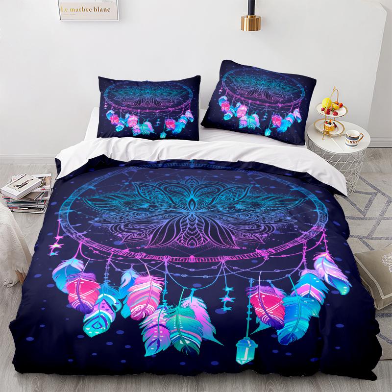 3D Цветной комплект постельного белья «Ловец снов» Индийский пододеяльник 2/3 для комнаты для девочек AU180 * 210 Домашний мягкий и легко чистящийся домашний костюм на молнии