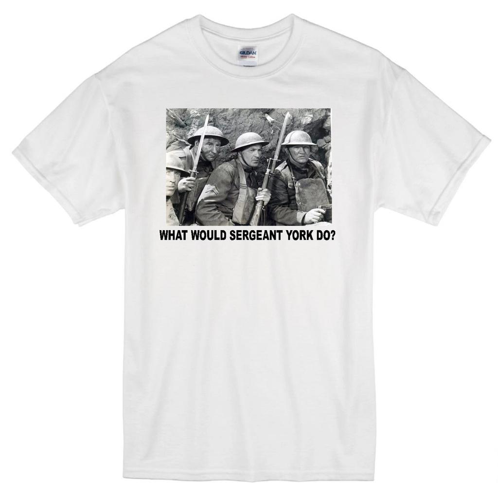 SERGEANT YORK WWD? GARY COOPER WORLD WAR I MILITARY ALVIN MOVIE WHITE T-shirt