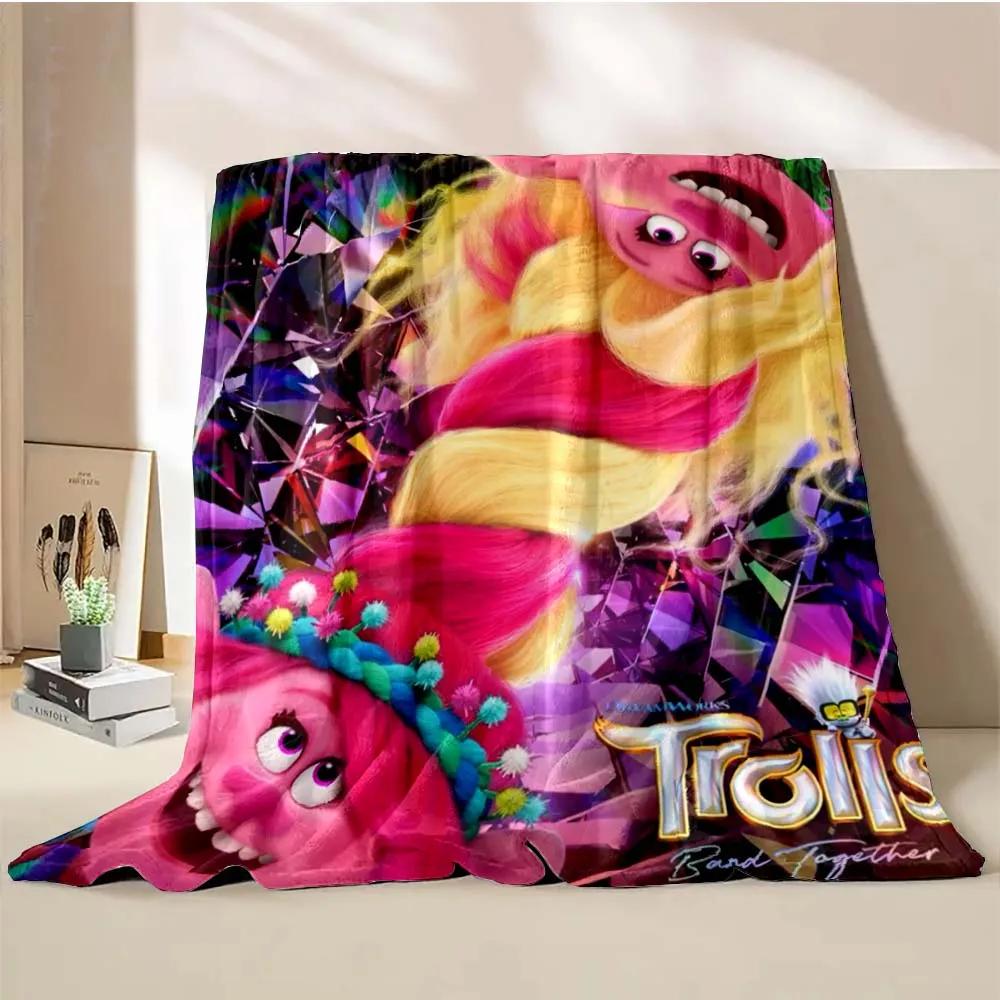 Тролли Объединяются Мультяшное Одеяло Теплое Мягкое Пушистое Размер King Size Плед Детский Взрослый Диван Кровать Покрывало для Сна Покрывало для Путешествий Подарок