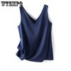 Офисные женские шелковые атласные жилеты с v-образным вырезом, женские однотонные повседневные пуловеры без рукавов, рубашки с открытой спиной