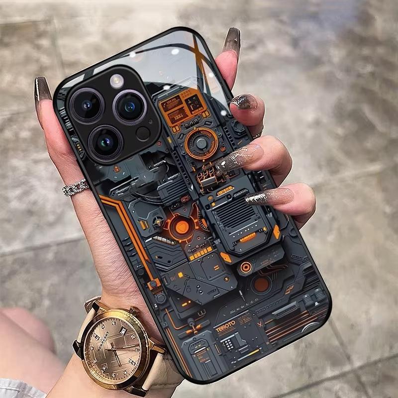 Креативный чехол для телефона из стекла с рисунком печатной платы для iPhone 17 16 15 14 Pro Max 13 12 11 16E 17Air 7 Plus XR XS X