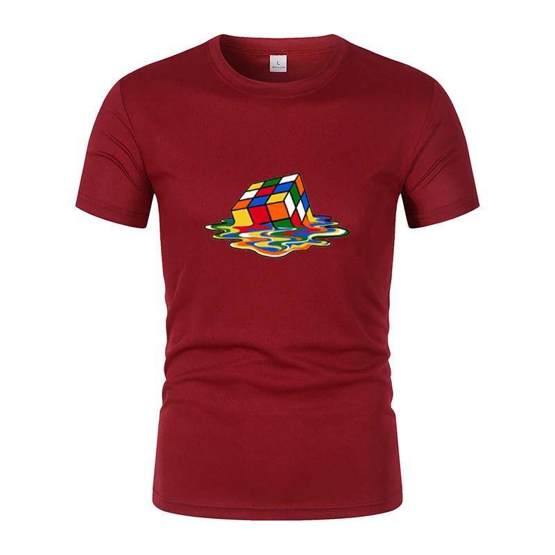 Летняя новая модная и интересная мужская футболка с короткими рукавами с принтом Рубика, повседневная унисекс-футболка в стиле Харадзюку для улицы, спортивный топ