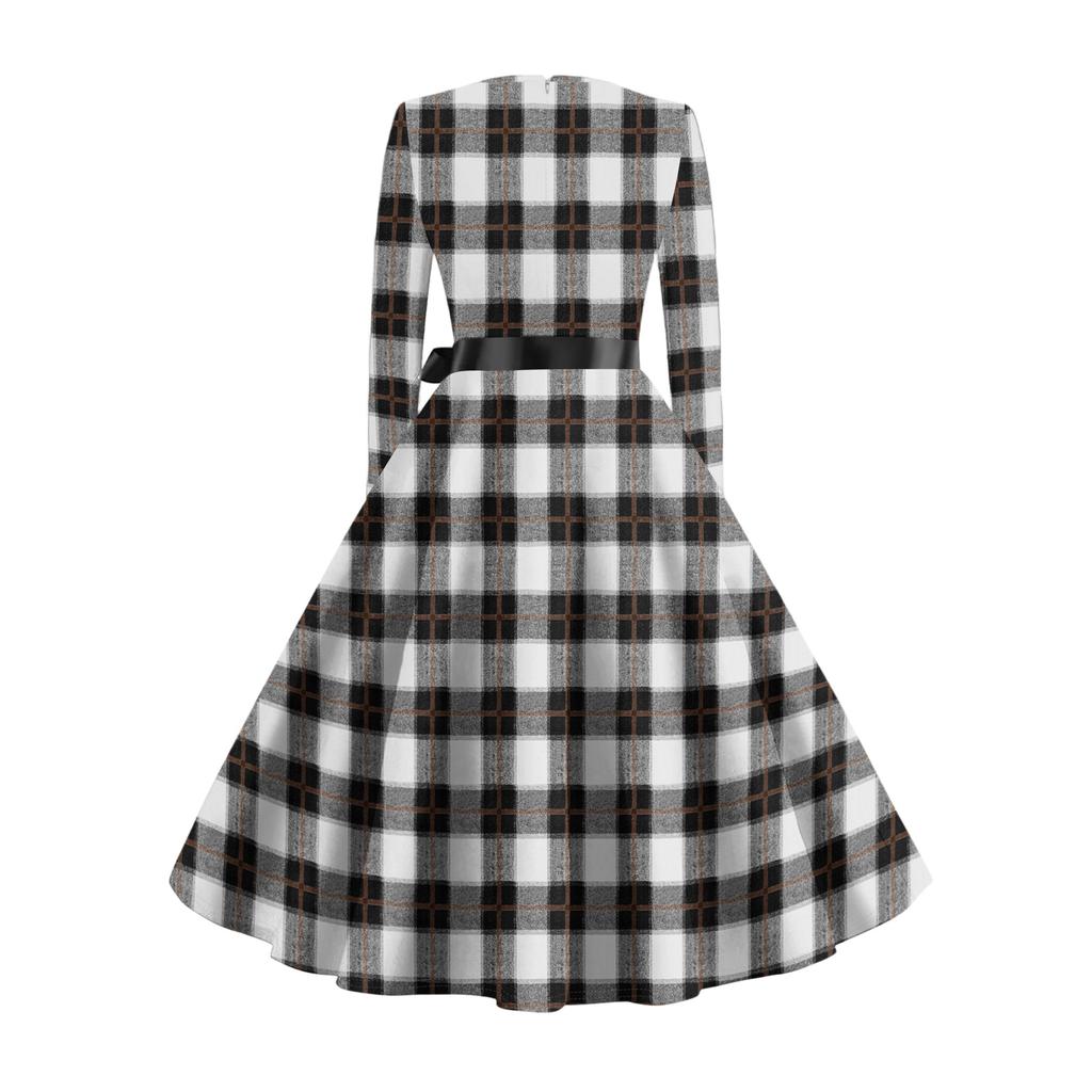 Женские повседневные модные платья с длинным рукавом в винтажном стиле