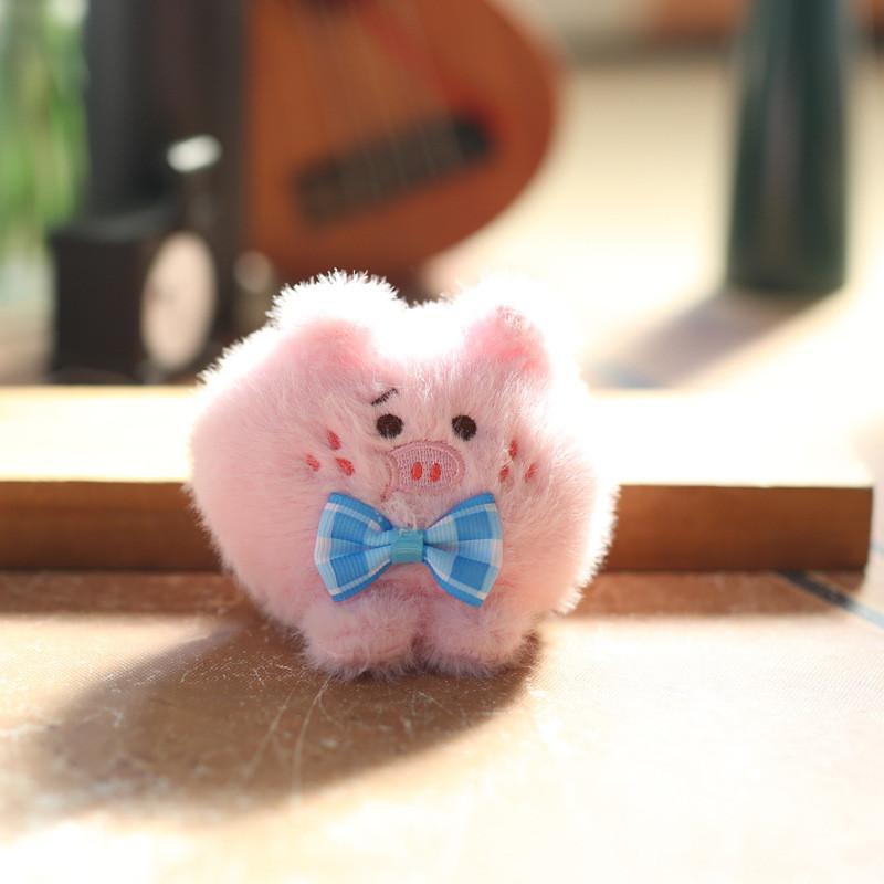 Adorable Cute Pig Plush Toy Keychain With Bow Tie Soft And Cuddly Design