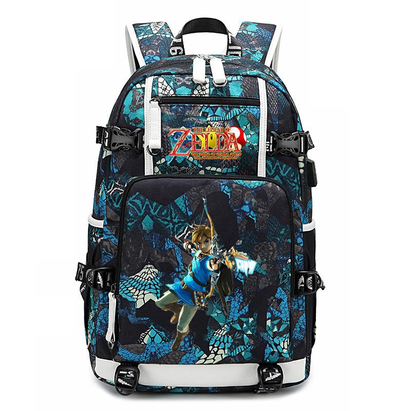 Рюкзак с принтом Zelda Zelda, наружный USB-порт, большая вместимость, дорожный рюкзак