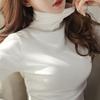 Women's Slim Fit Velvet Turtleneck Long Sleeve Solid Color T-Shirt for Spring and Autumn