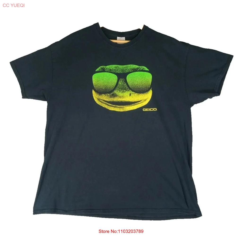 Geico Gecko Lizard Sunglasses T Shirt Unisex S Size Xl Black Cotton Vintage Y2k Vintage Streetwear Casual Graphic