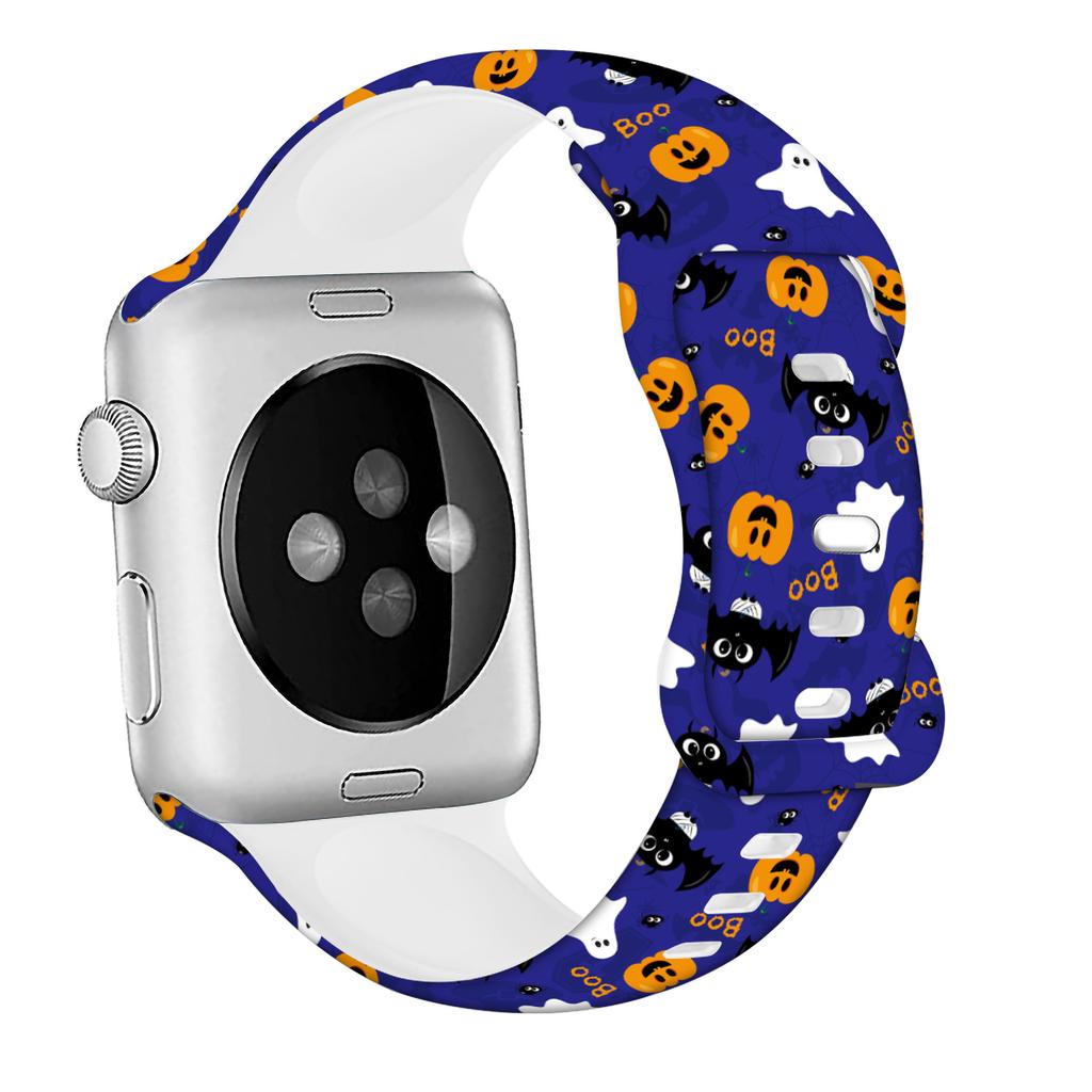 Силиконовый ремешок для Apple Watch Band 44 мм 40 мм 45 мм 49 мм 41 мм 38 мм 42 мм Хэллоуинский браслет iwatch series 9 7 se 3 5 4 6 8 ultra 2
