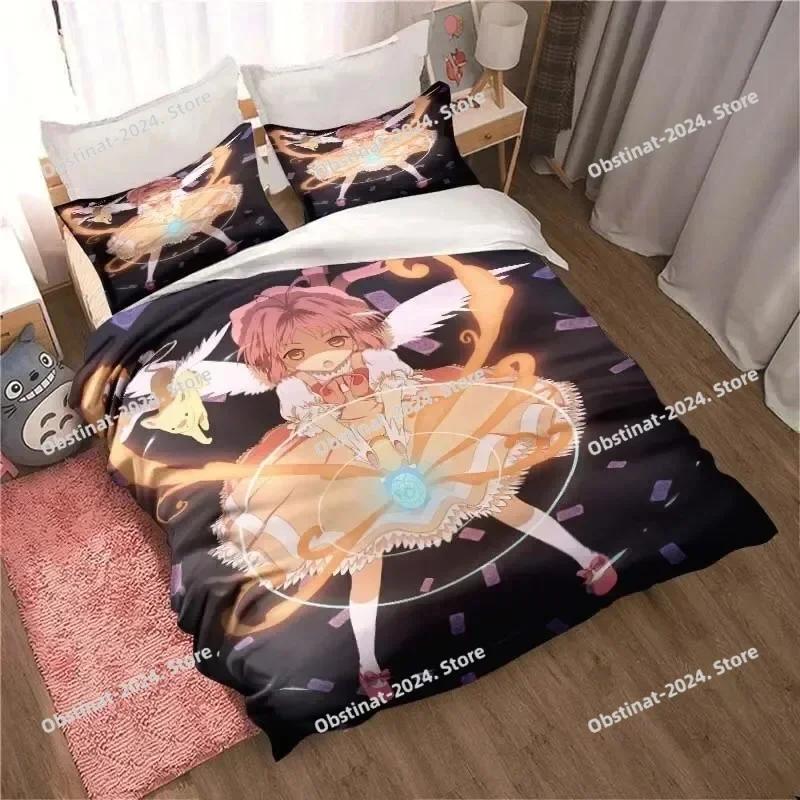 Аниме Cardcaptor Sakura Печатный Комплект Постельного Белья Пододеяльник Наволочка Комплект Постельного Белья Простыня Покрывало для Одеяла Размер Full Queen King