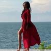 Sexy Short Sleeve Front Open Self Belted Long Kimono Dress Summer Clothes For Women Beach Wear Bathing Suit Cover Up Q1357