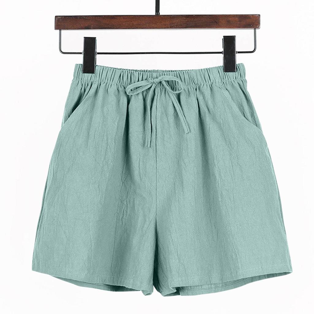 Casual Shorts High Waisted Cotton Hemp Straight Leg Wide Leg Pants