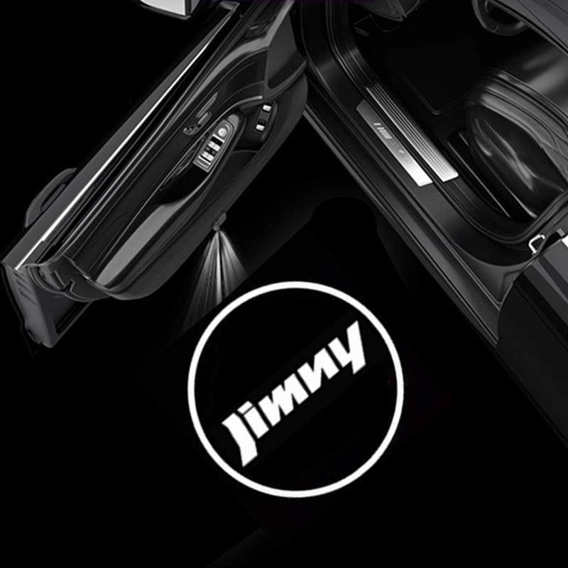 2Pcs Wireless Courtesy Lamp Car Door Projector Ghost Shadow LED Lights For Suzuki Jimny Rhinoceros Emblem JB43 JB23 JB64 JB74