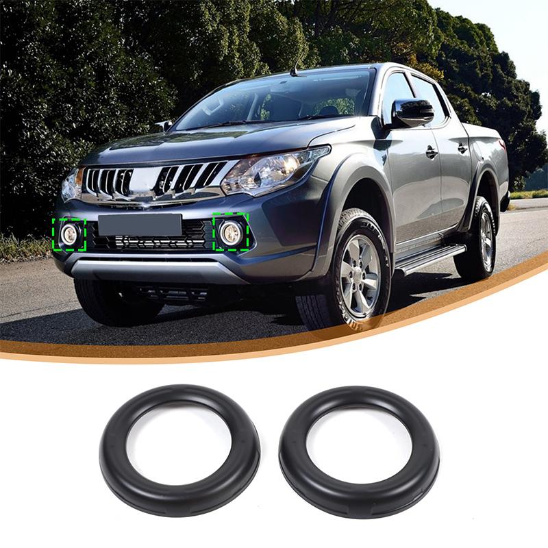 For Mitsubishi L200 Triton 2015-2018 ABS Matte Black Car Front Fog Lamp Light Ring Cover Trim Exterior Car Accessories