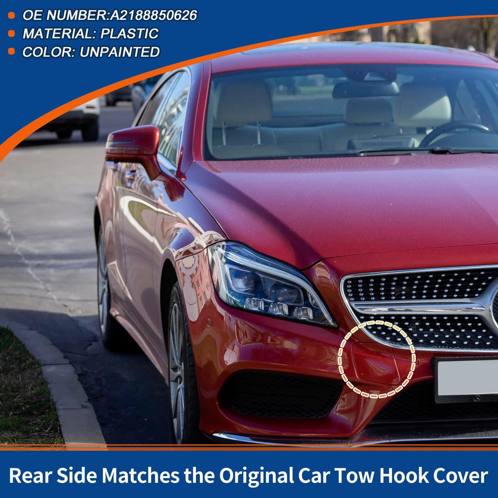 ACROPIX Front Car Bumper Toe Hook for Mercedes and Benz CLS W218 and CLS550 Part 1 Piece Cover, Unpainted, 2015-2018, Number A2188850626,