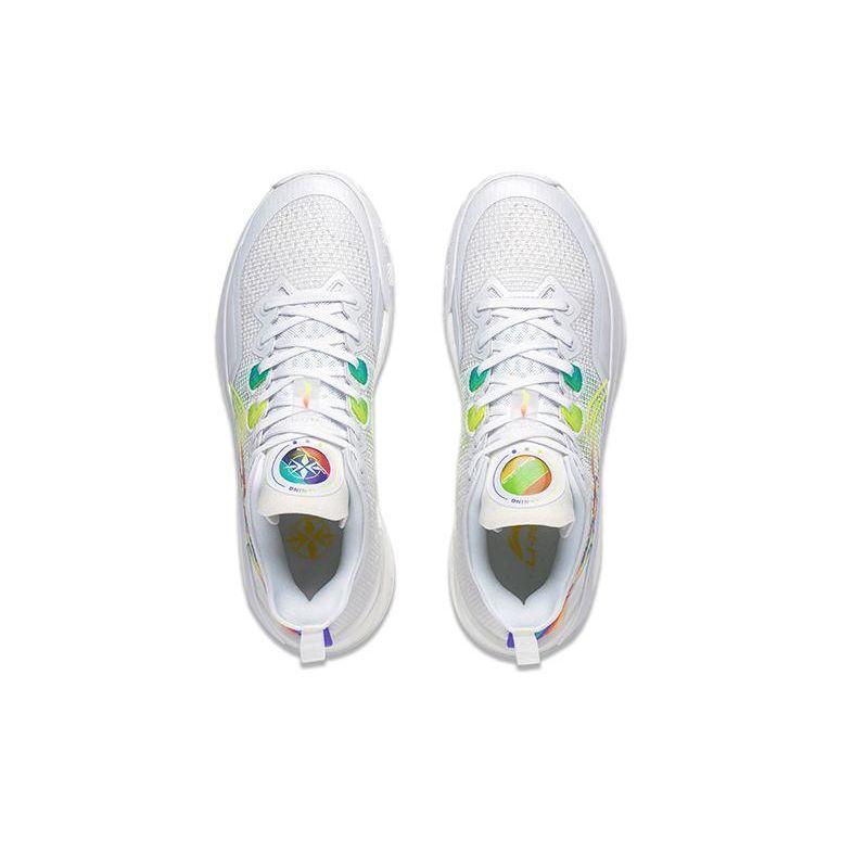 Баскетбольные кроссовки LiNing Blade 3 V2 Rainbow Durable Breathable Low-Top унисекс флуоресцентно-бело-желтые ABAT057-4