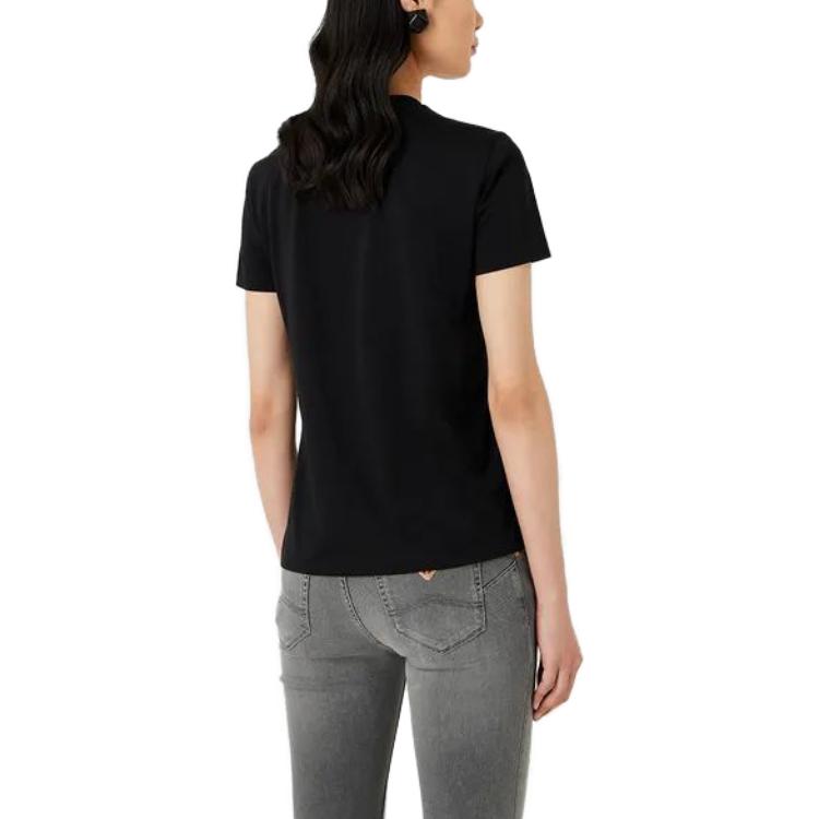 Emporio Armani Женская футболка с принтом, круглым вырезом и коротким рукавом, черная 3R2T7A2-JQ4Z1-0999