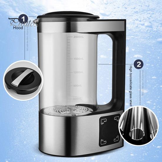 Генератор водородной воды на 2000 мл с подогревом при постоянной температуре, вилка стандарта США, чайник для приготовления водородной воды, уменьшающий воспаление