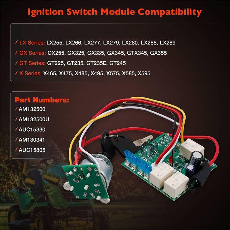 AM132500 Ignition Key Switch Module AUC15330 For Garden Tractor Models GT225 GT235 GT235E GT245