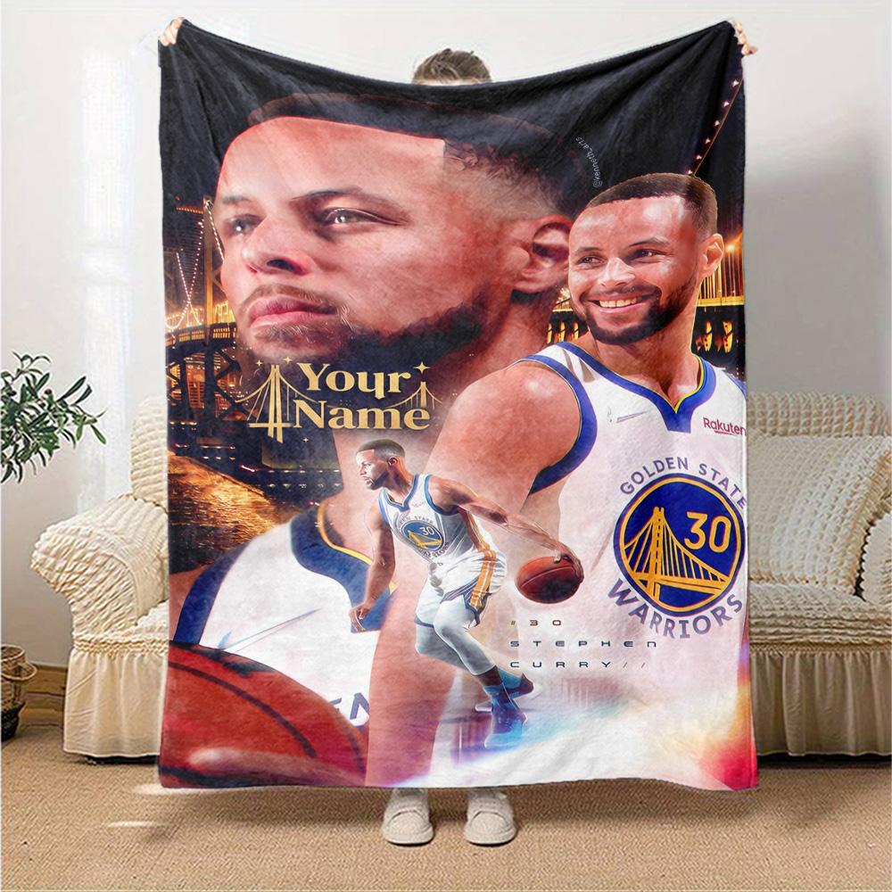 Golden State Curry Customize Text Blanket Throw Personalized Blanket Soft & Cozy Throw For Bedding Home Decor Nap Office Chair All-Season Use