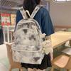 Fashionable Letter Decoration Tie Dye Pattern Student Casual Backpack For Campus Daily Use