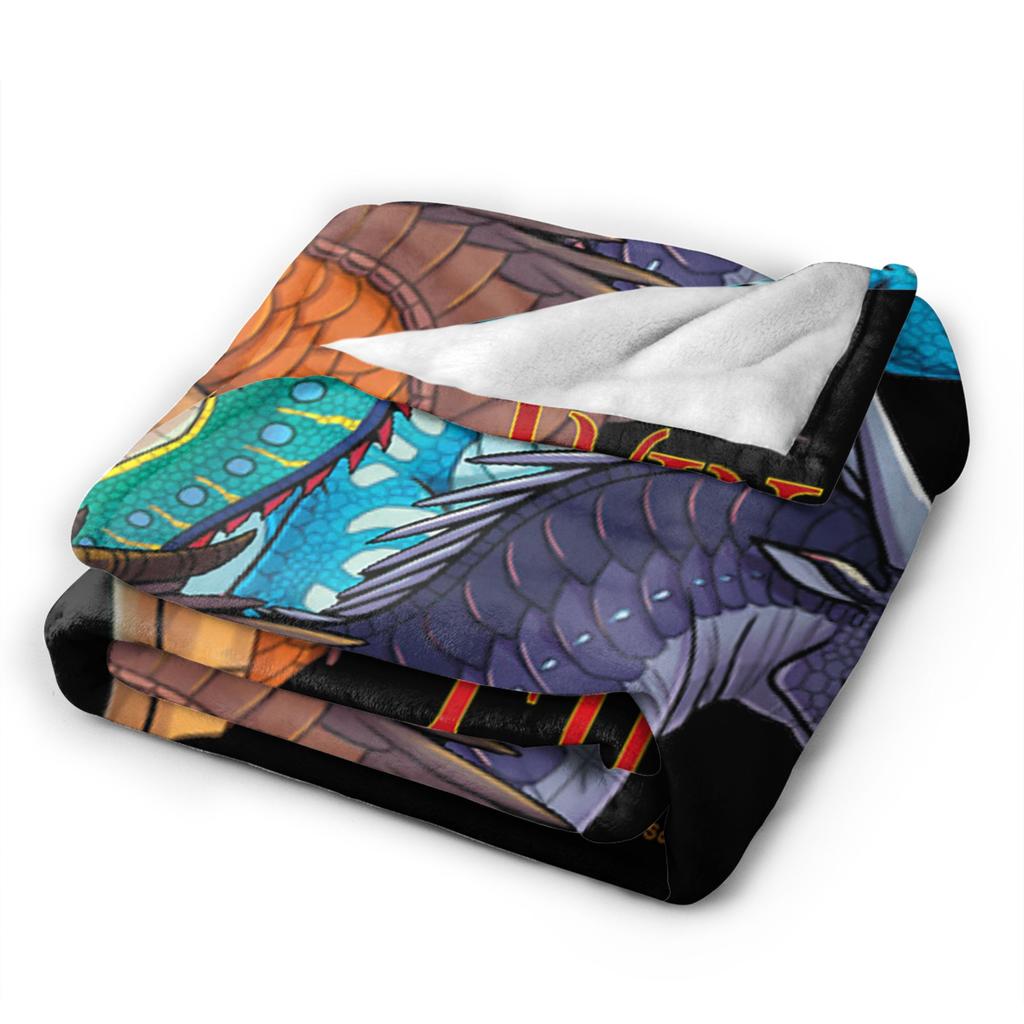 Wings of Fire Dragons Heads Fashion Blankets RainWing SkyWing Fuzzy Throw Fashion Blanket Bedding Portable Soft Warm Bedspreads Multifunctio