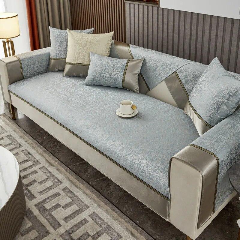 Light Luxury High Precision Jacquard Platinum Sofa Cushion Four Seasons Universal Living Room Anti Slip Sofa Cover