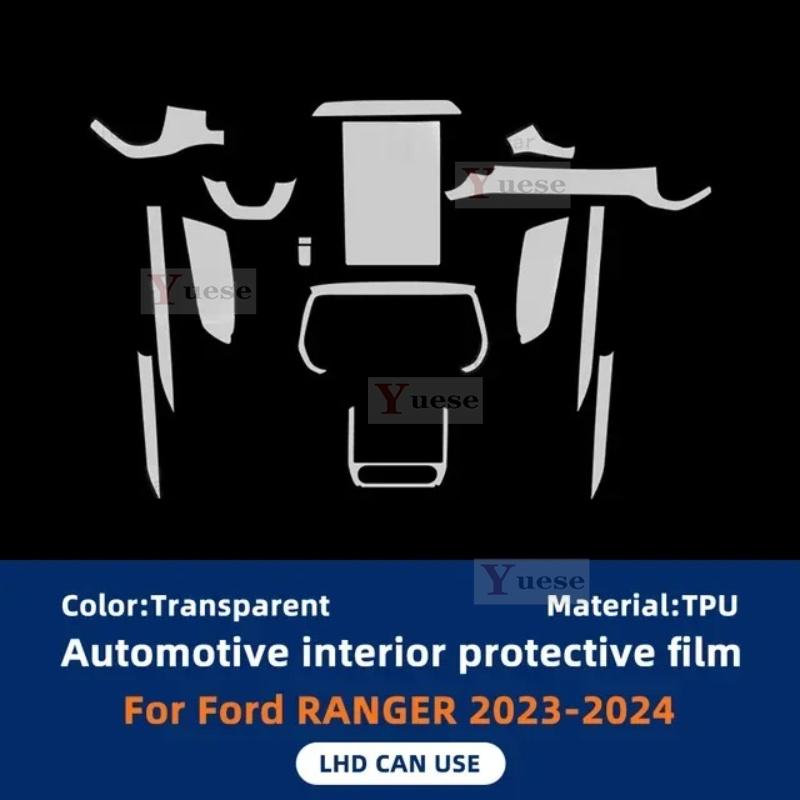 Для Ford Ranger 2024 Защитная пленка для салона Панель коробки передач Экран навигации Автомобильная TPU крышка Наклейка против царапин
