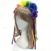 Cute Rainbow Rose Hair Hoop Artificial Flowers Festive Party Hair Accessory  Birthday