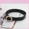 Waist Round Buckle Belt Womens Leather Material