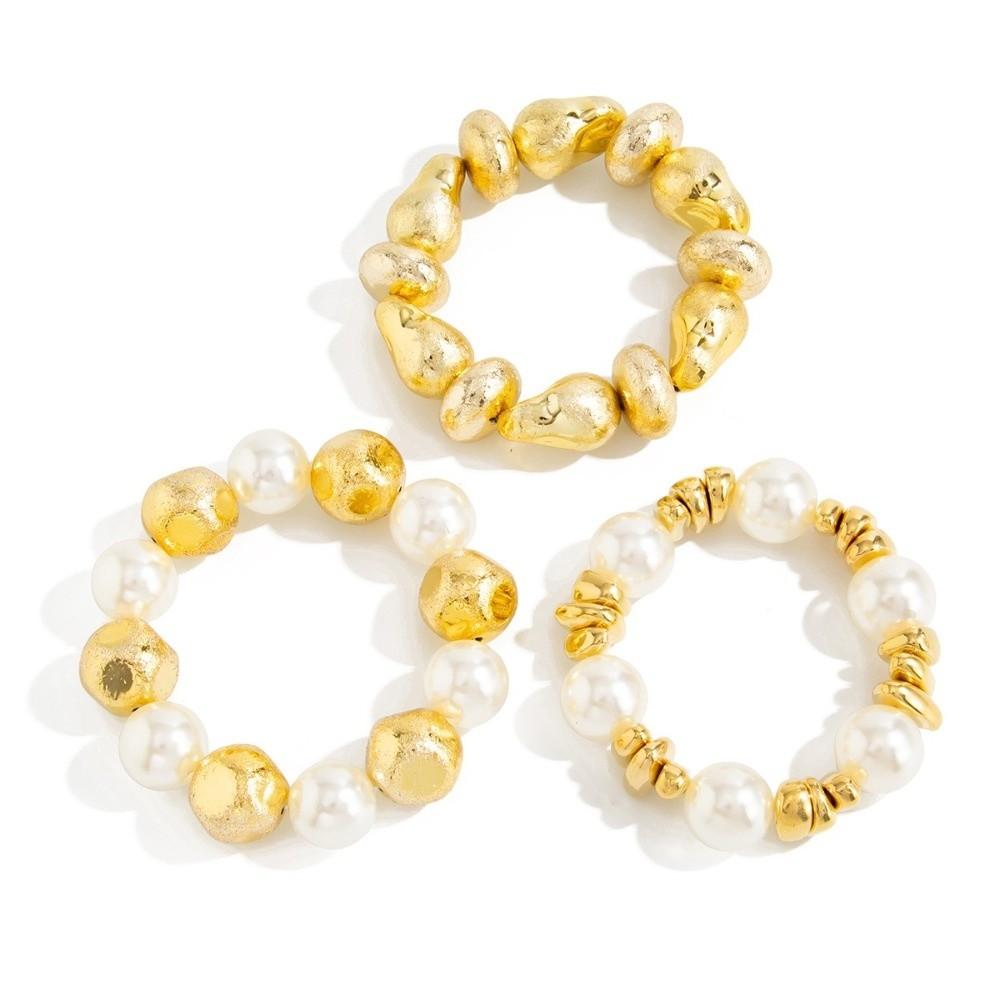 3 Pcs/Set Irregular Beaded Bracelets Bohemian Style Bangle Fashion Hand Chain  Women