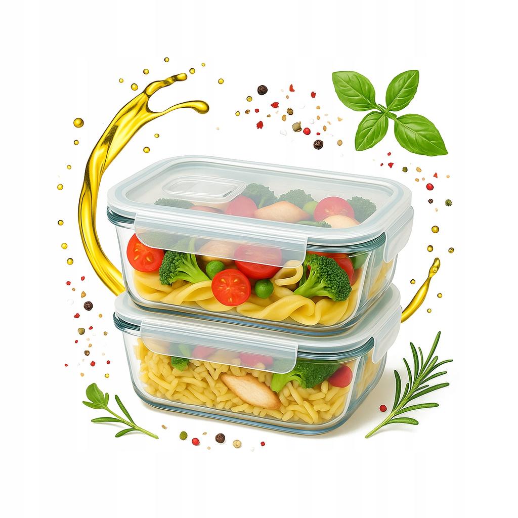 Pojemnik Szklany 370 Ml Lunchbox Na Żywność Hermetyczny Do Pracy Szkoły