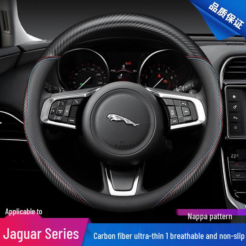 Genuine Leather Steering Wheel Cover for Jaguar XF, F-PACE, XEL, XFL, XJ, XE - All-Season, Non-Slip.