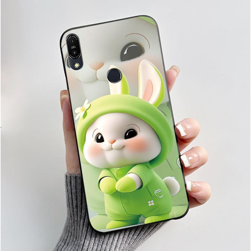 Чехол для Asus Zenfone Max Pro M1 ZB602KL ZB601KL X00TD / Max M1 ZB555KL X00PD, Чехол-Кролик Мультяшные Животные, Черный Мягкий Силиконовый Чехол