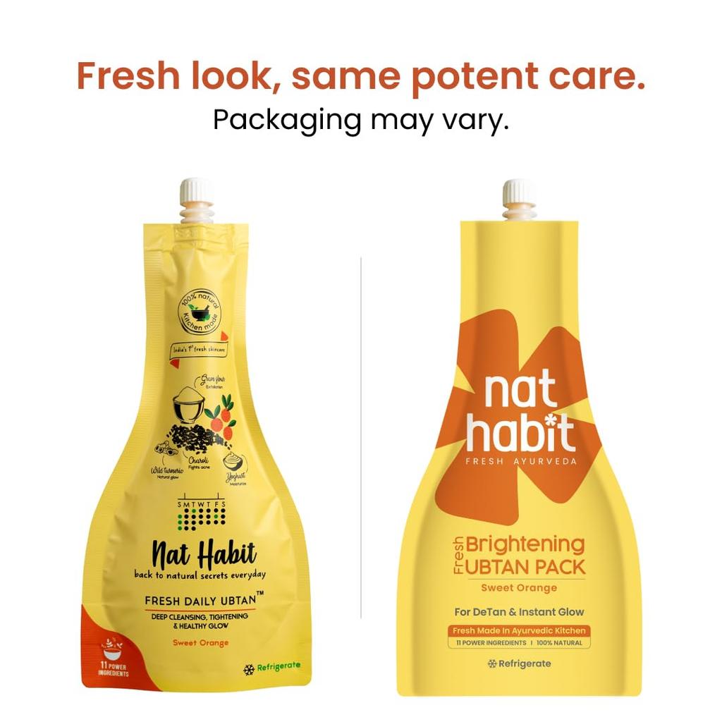 Nat Habit Свежий Сладкий Апельсин Убтан Маска для Лица Для Сияющей Кожи Глубокое Очищение и Удаление Загара Для Всех Типов Кожи 40 г x Упаковка из 2 шт.