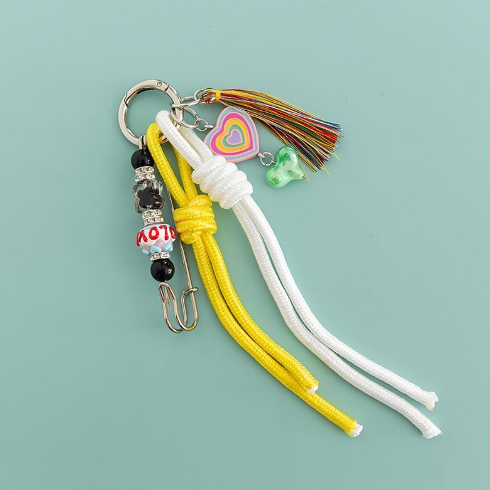 Acrylic Bead Bag Charms Tassel Phone Case Pendant New Woven Rope Keychain Bag Decoration