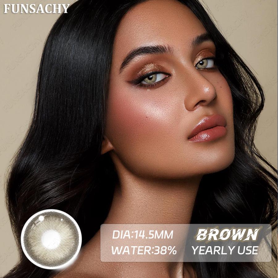 FUNSACHY Цветные контактные линзы Годовые Голубые линзы для макияжа глаз Красота Коричневые цветные линзы Модные Серые линзы для зрачков 2 шт.