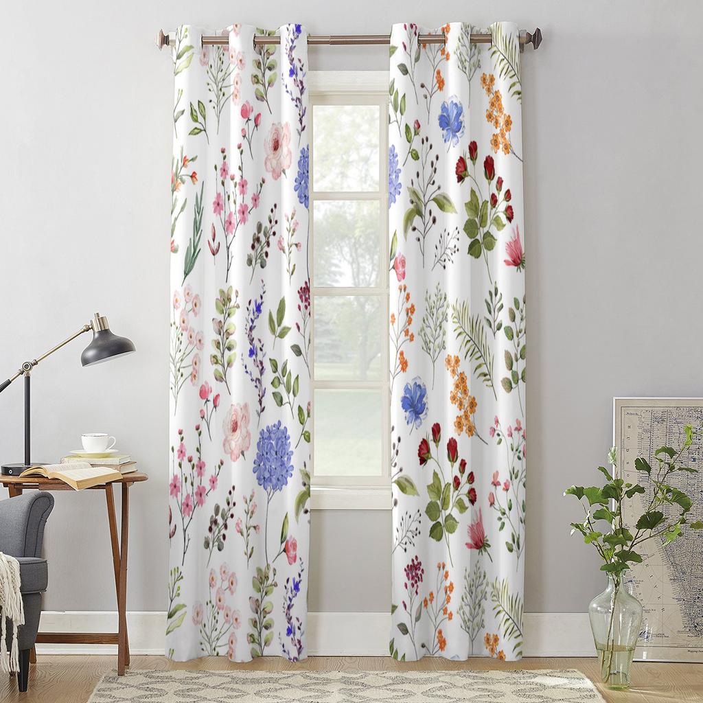 Vintage Herb Floral Texture Modern Window Curtains for Living Room Bedroom Curtain Kitchen Treatment Blinds Drapes