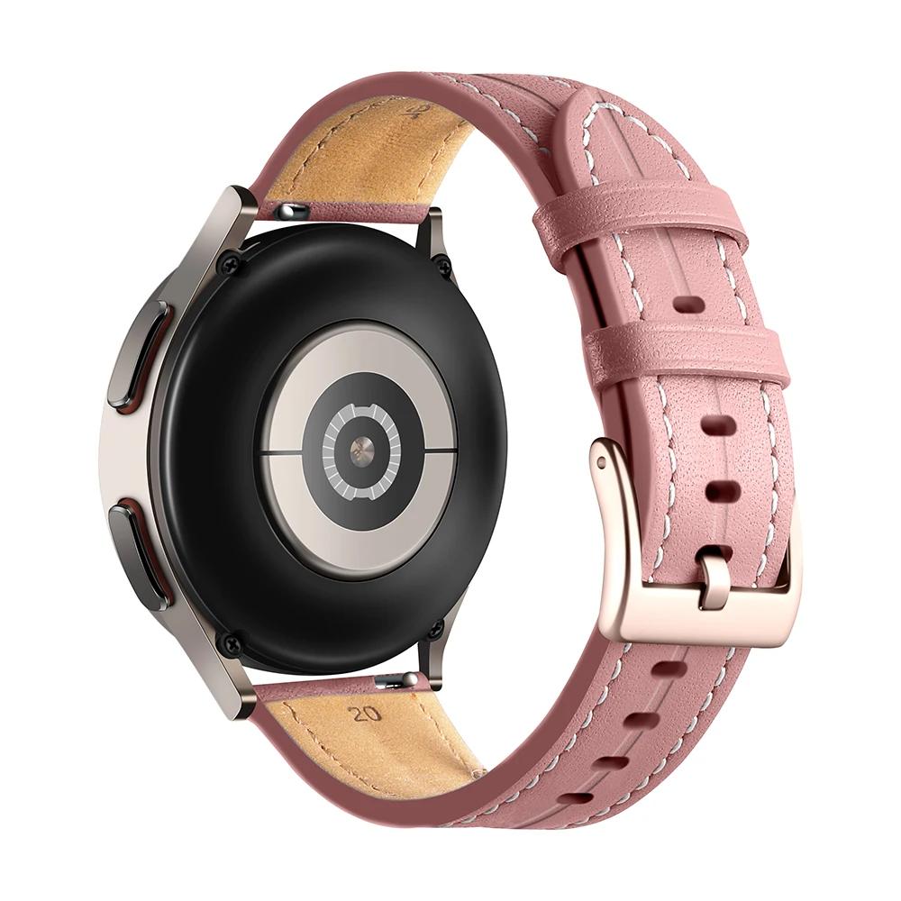 20 мм кожаный ремешок для Samsung Galaxy Watch7 6 5 4 44 мм 40 мм Active 2 GearS3 22 мм браслет для Huawei Watch GT4 сменный ремешок