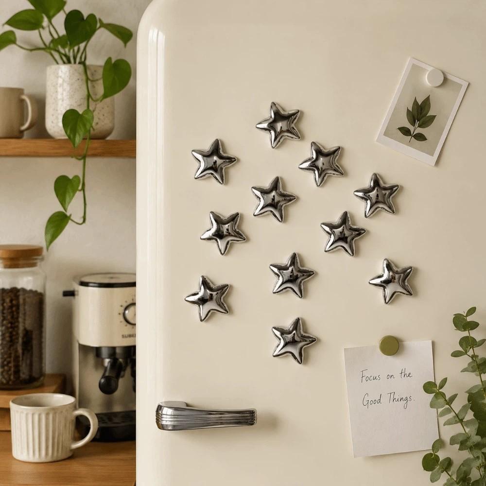 5/10 pcs Silver Stars Magnetic Sticker Multipack Refrigerator Decals Fridge Magnet Kitchen Decor