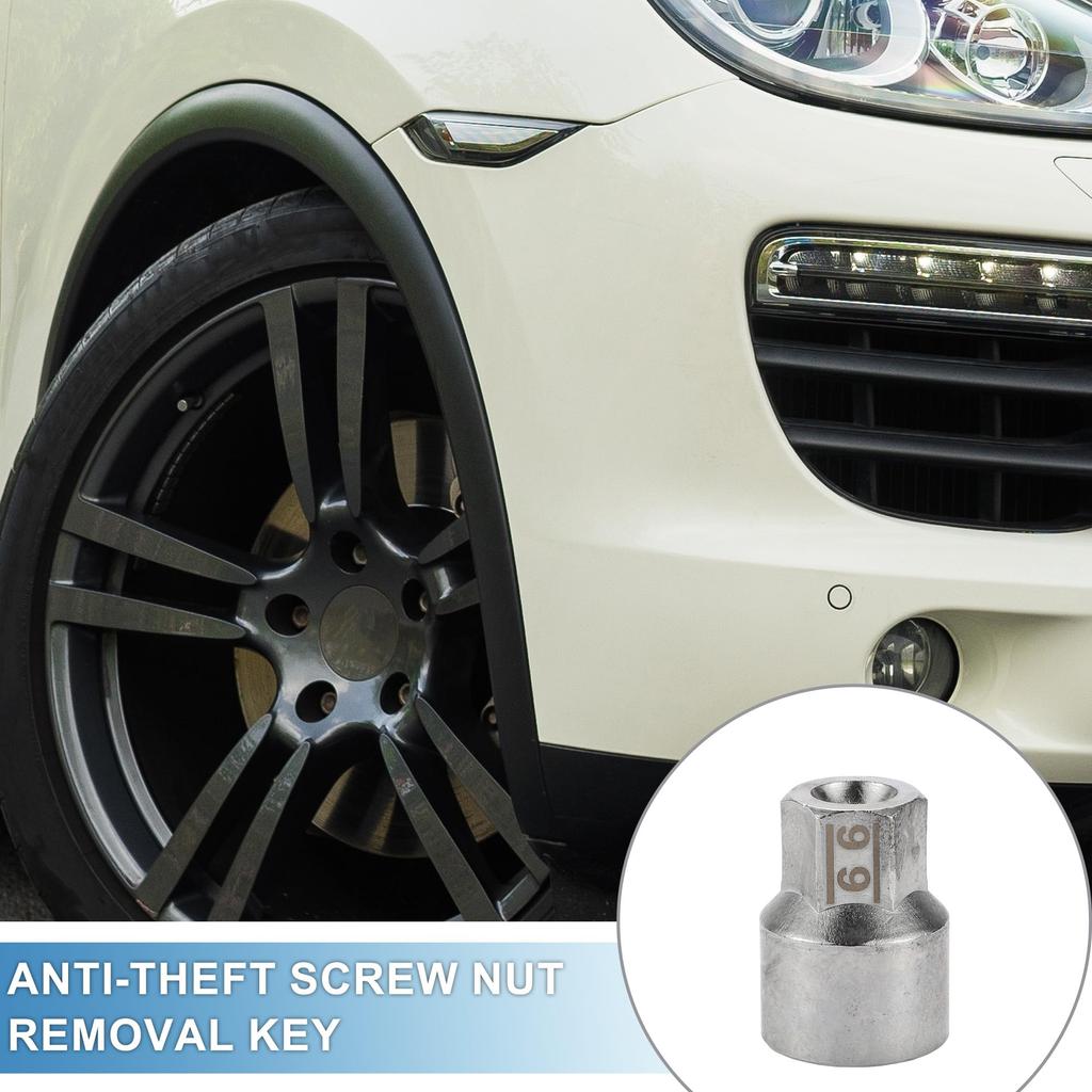 ABSOPRO Wheel Lock Nut Screw Nut Remover with Key Compatible with Porsche and Macan #66, 9/10" Diameter, 20-Point Anti-Theft Socket, Boxster, 911,