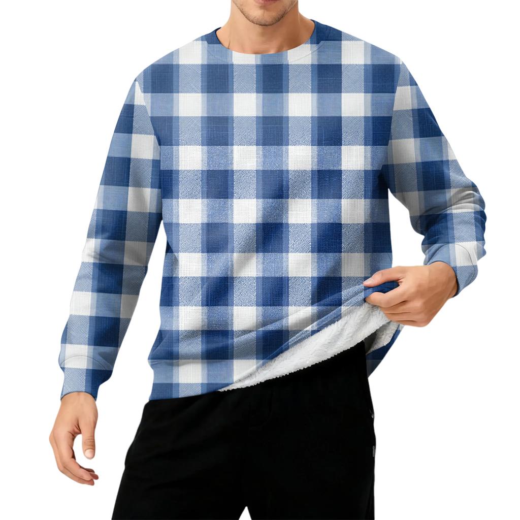 Мужская толстая теплая толстовка с флисовой подкладкой и круглым вырезом