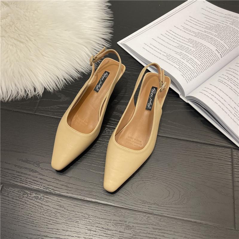 Evening Breeze Temperament Versatile Commuter Single Shoes French Retro Pull-Back Sandals